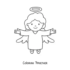 Coloring page of an easy flying angel