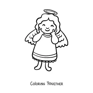 Coloring page of a sweet cartoon angel