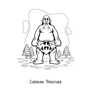 Coloring page of a cartoon giant