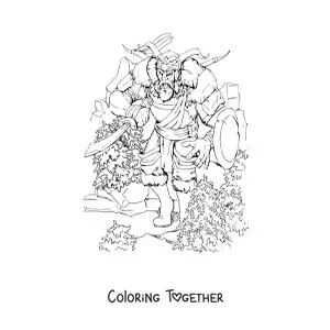 Coloring page of a realistic giant