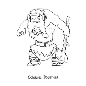 Coloring page of a cartoon ice giant