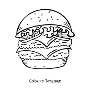 Coloring page of a double hamburger
