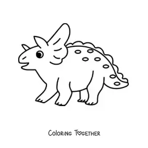 Coloring page of an easy triceratops in side view