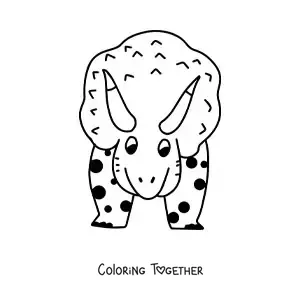 Coloring page of a big triceratops in front view