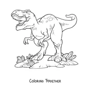 Coloring page of a giant cartoon tyrannosaurus rex