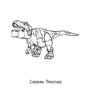 Coloring page of a robot tyrannosaurus rex