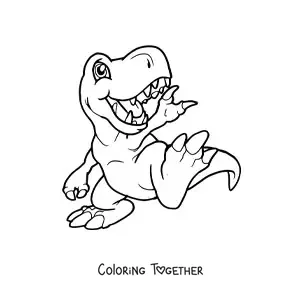 Coloring page of a sweet cartoon baby t rex