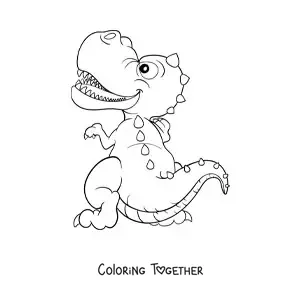 Coloring page of a cartoon baby t rex