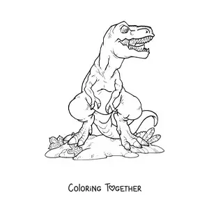 Coloring page of a tyrannosaurus rex from the front