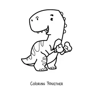 Coloring page of a big cartoon t rex with boxing gloves