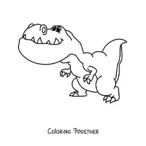 Coloring page of a cartoon t rex