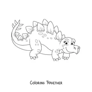 Coloring page of a cartoon land dinosaur