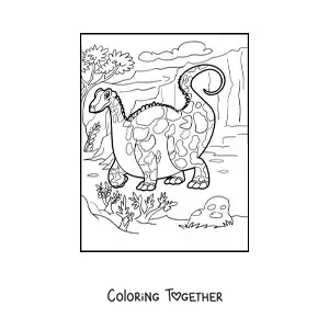 Coloring page of a giant land dinosaur