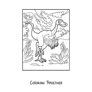 Coloring page of a land dinosaur with wings