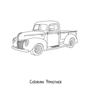 Coloring page of a 1940 Ford pickup truck