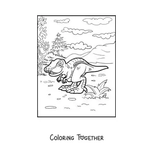 Coloring page of a land dinosaur with big feet