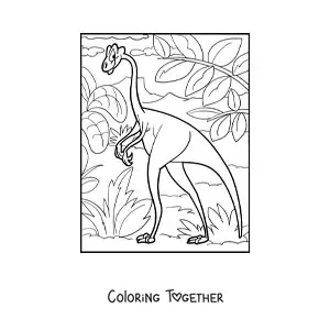 Coloring page of a land dinosaur with a long neck and long legs