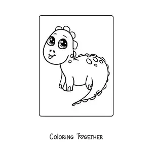 Coloring page of a big easy kawaii baby dinosaur