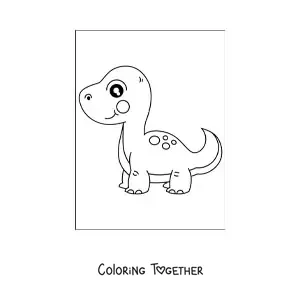 Coloring page of a big tender baby dinosaur