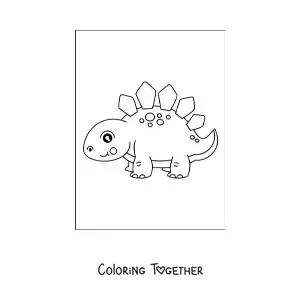 Coloring page of a simple tender baby dinosaur