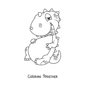 Coloring page of a cartoon of a baby dinosaur