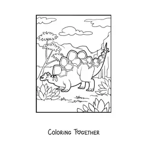 Coloring page of a Jurassic herbivorous dinosaur