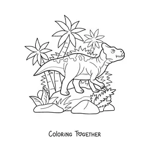 Coloring page of an animated herbivorous Leptoceratops