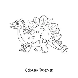 Coloring page of an animated stegosaurus