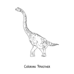 Coloring page of a giant herbivorous Brachiosaurus