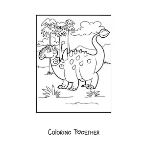 Coloring page of an animated herbivorous Euoplocephalus