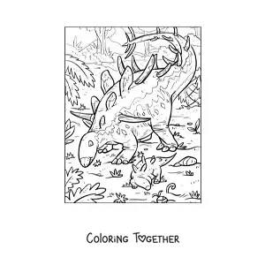 Coloring page of an animated herbivorous Kentrosaurus