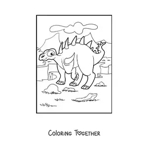 Coloring page of an animated herbivorous Paranthodon dinosaur