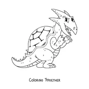 Coloring page of a cartoon of a herbivorous dinosaur