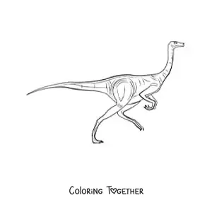 Coloring page of a herbivorous dinosaur running