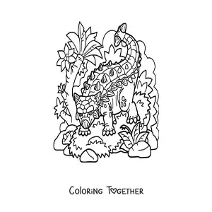 Coloring page of a dangerous herbivorous dinosaur