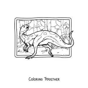 Coloring page of a realistic herbivorous dinosaur