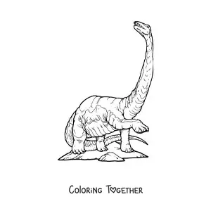 Coloring page of a realistic dinosaur with a long neck and long tail