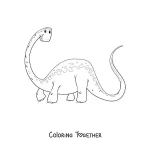 Coloring page of an animated dinosaur with a long neck and long tail