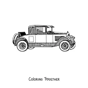 Coloring page of a vintage car