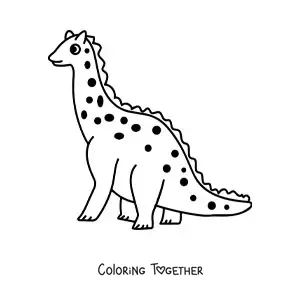 Coloring page of a large cute long-necked dinosaur