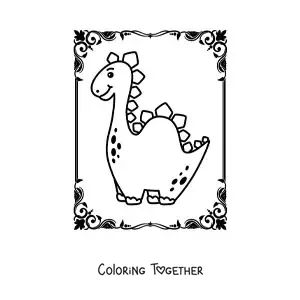 Coloring page of a cute long-necked dinosaur