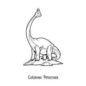 Coloring page of a long-necked Brachiosaurus dinosaur