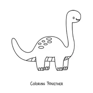 Coloring page of an animated long-necked dinosaur
