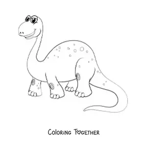 Coloring page of a cartoon of a long-necked dinosaur