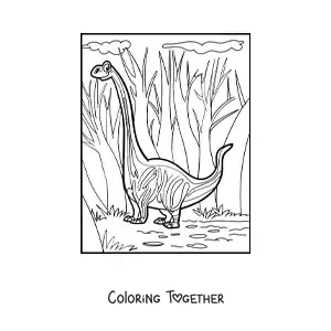 Coloring page of the height of a long-necked dinosaur