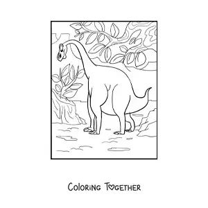 Coloring page of a giant long-necked dinosaur