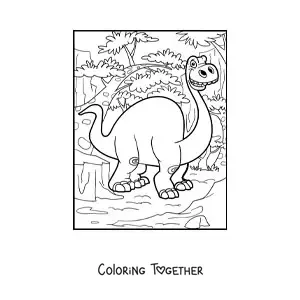 Coloring page of a very large long-necked dinosaur