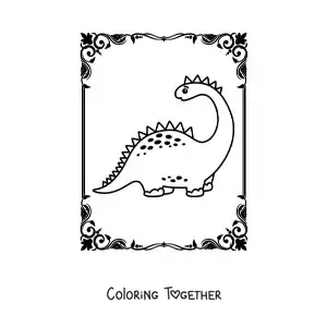 Coloring page of a pretty animated long-necked dinosaur
