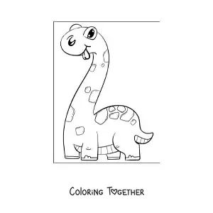 Coloring page of a funny long-necked dinosaur in cartoon style