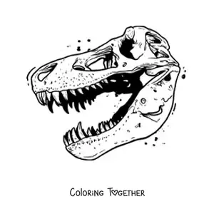 Coloring page of a skull of a Tyrannosaurus rex